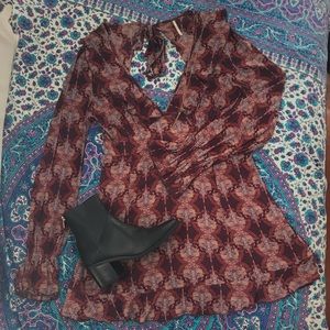 Free People floral red tunic dress size M